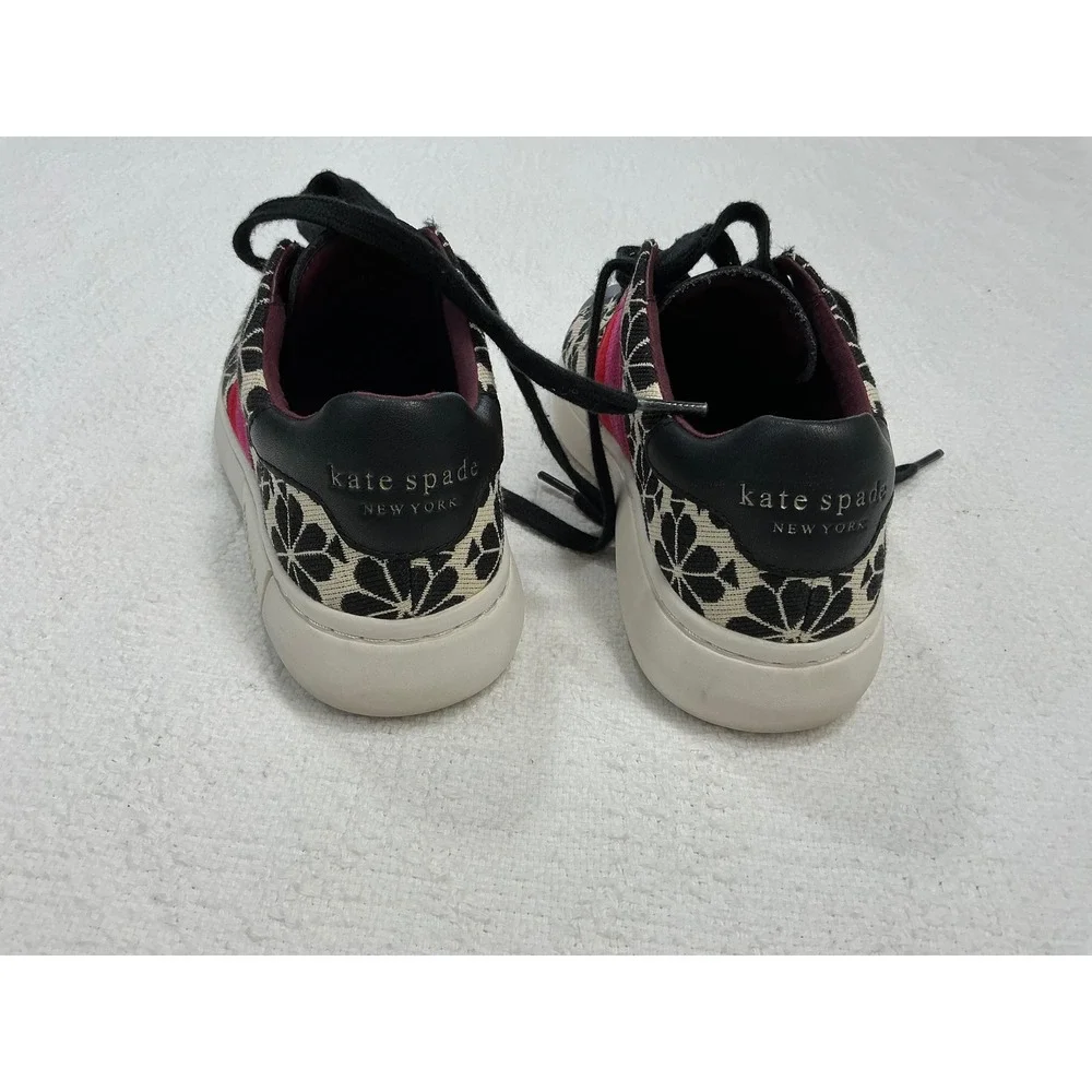 Kate Spade New York‎ Keswick 2 Black White Floral Pink Stripe Sneakers 6.5B